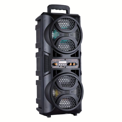 🔥krachende Soundwelle! Zwei 6,5-Zoll-Subwoofer + farbenfrohe LED-Beleuchtung im Takt der Musik + Allround-Mikrofon + 6-in-1-Wiedergabe: TF, USB, AUX, FM, Bluetooth-Freisprecheinrichtung – der König der Outdoor-Partys, das Must-have für Hauspartys, ein tragbarer Lautsprecher, der für weihnachtliche Stimmung sorgt – ein Gerät, das die ganze Party zum Kochen bringt!