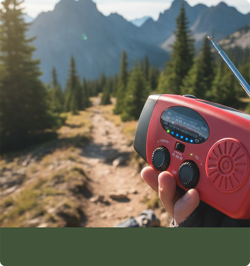 6-in-1 Solar Radio Keeps You  CONNECTED • CHARGED • SAFE