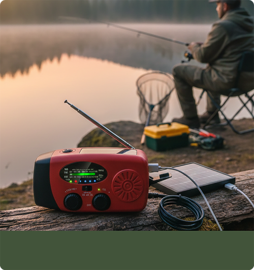 6-in-1 Solar Radio Keeps You  CONNECTED • CHARGED • SAFE