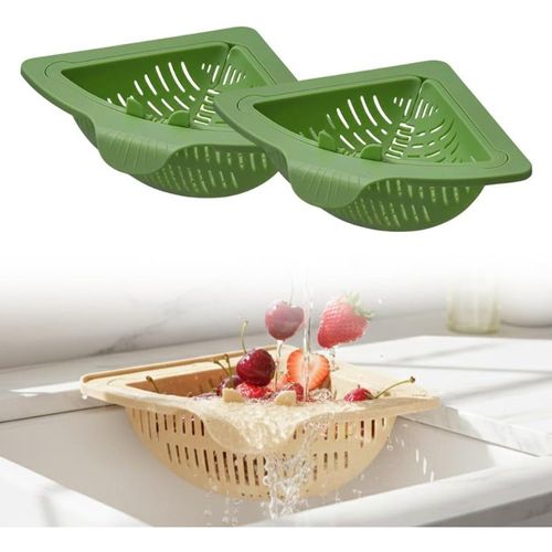 Triangle Sink Corner Rack – Food Strainer + Sponge Storage