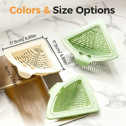 Triangle Sink Corner Rack – Food Strainer + Sponge Storage