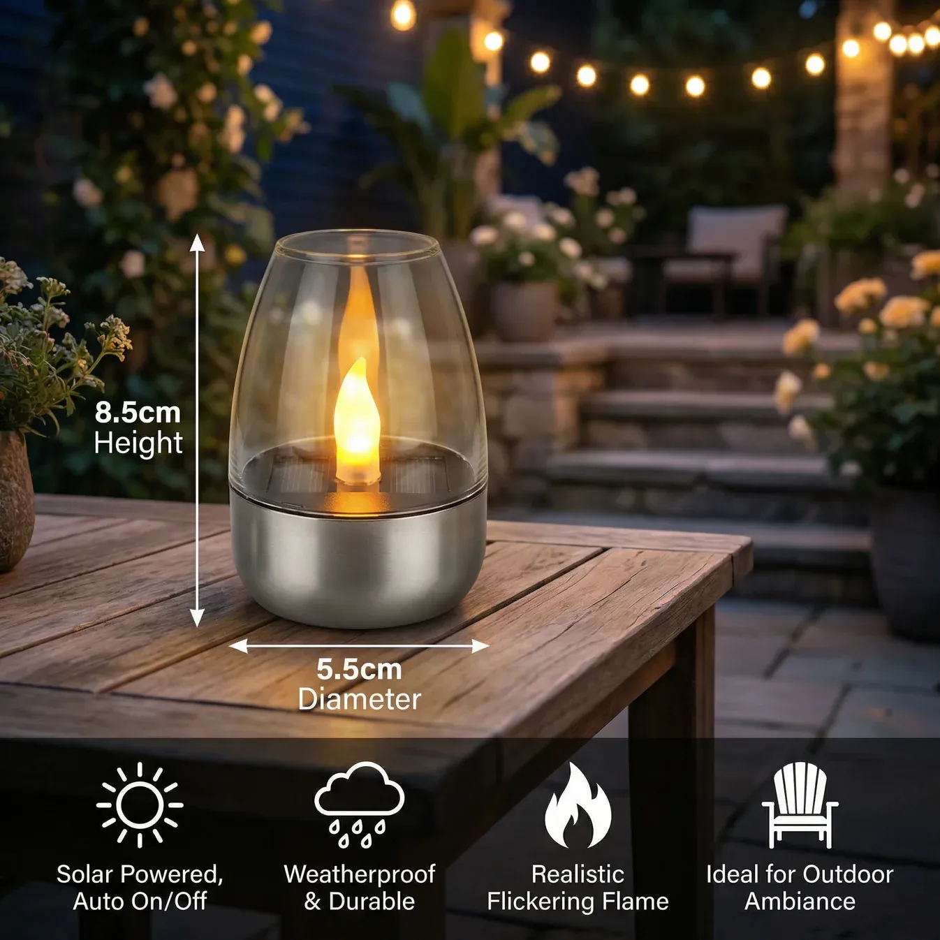 LED Solar Candle Light – Flameless & Weatherproof for Outdoor Use
