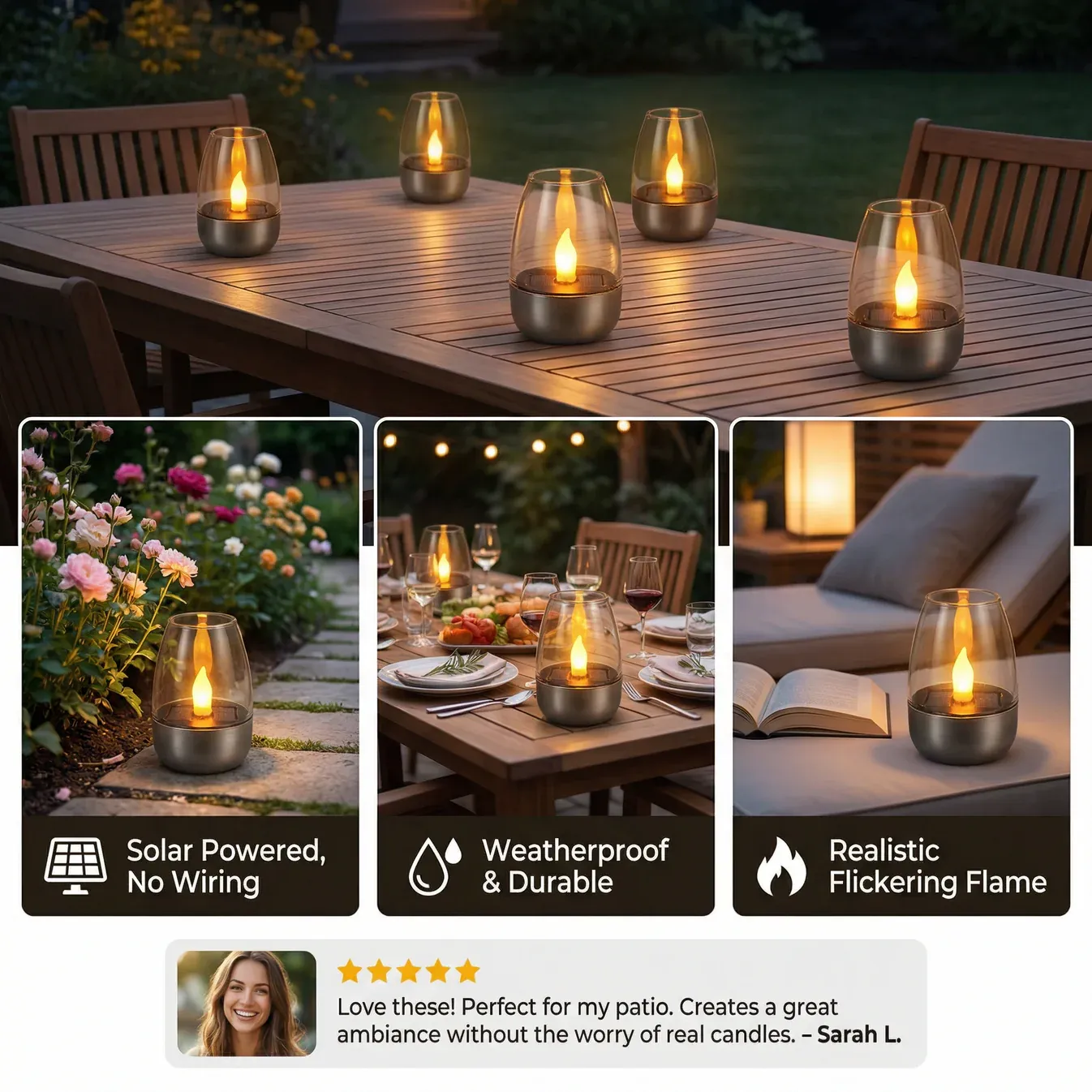 LED Solar Candle Light – Flameless & Weatherproof for Outdoor Use