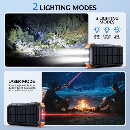 💡Solar Power Bank 20000mAh – Portable Charger