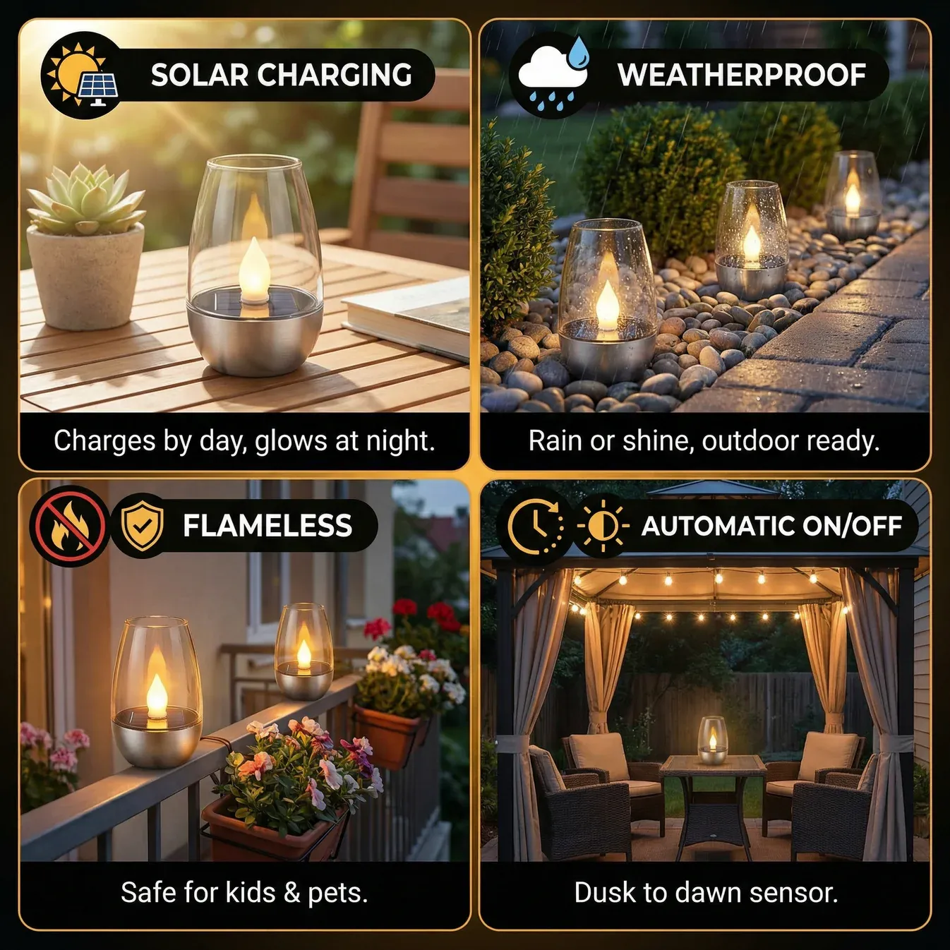 LED Solar Candle Light – Flameless & Weatherproof for Outdoor Use