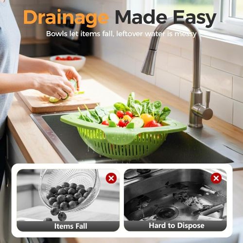 Triangle Sink Corner Rack – Food Strainer + Sponge Storage