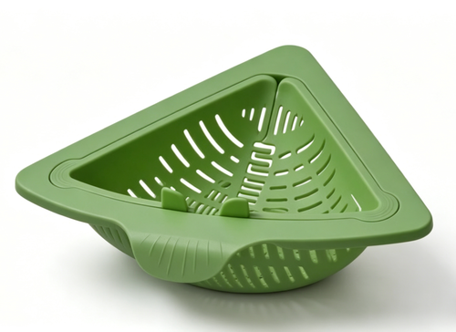 Triangle Sink Corner Rack – Food Strainer + Sponge Storage