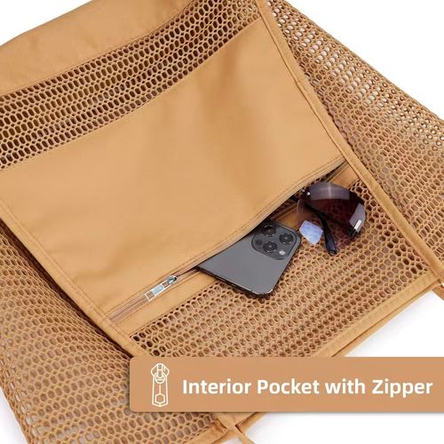 Multi-Function Beach & Shopping Tote – Casual Durable with Inner Zipper Pocket