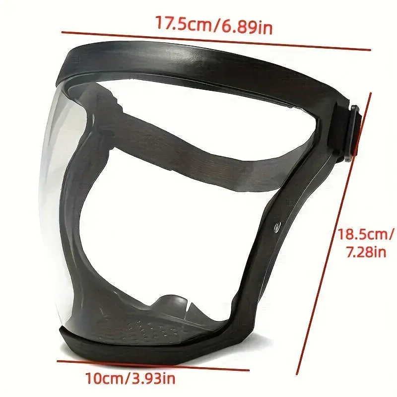 Full Face Shield - Clear durable plastic, outdoor and kitchen use, safe labour protection