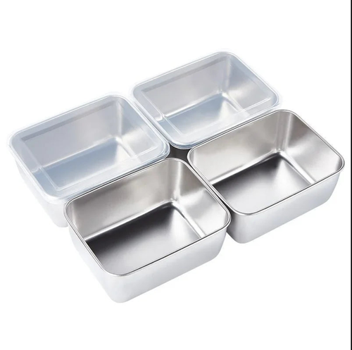 🔥🔥🔥6 Pcs Stainless Steel Square Plate（With Lid）🔥🔥🔥