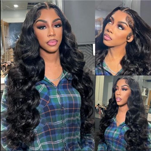 Full 250% Density Loose Body Wave Human Hair Wigs 13x4 Ocean Wave Lace Front Wigs with Curtain Bangs-Geeta Hair