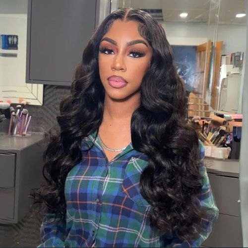 Full 250% Density Loose Body Wave Human Hair Wigs 13x4 Ocean Wave Lace Front Wigs with Curtain Bangs-Geeta Hair
