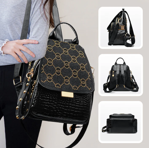 Geometric Printed Soft Leather Large Capacity Women Backpacks