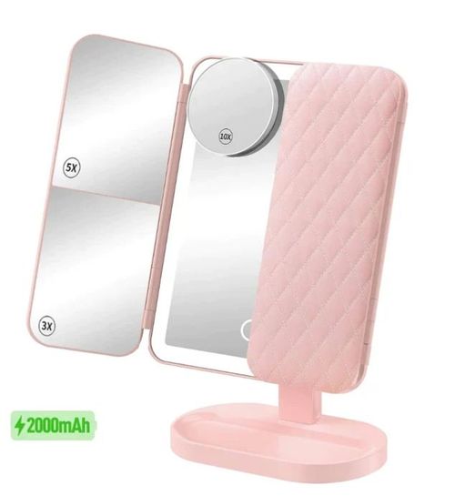 LED desktop charging makeup mirror with light folding portable home use