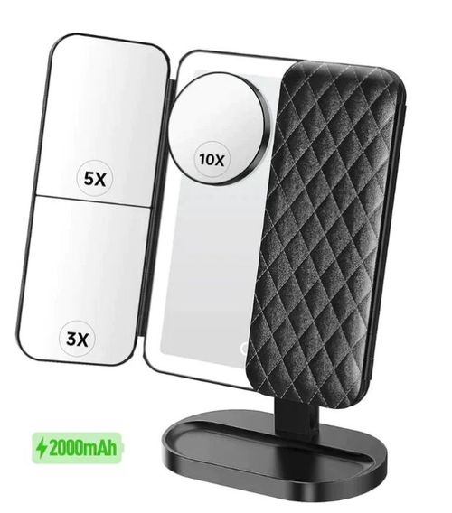 LED desktop charging makeup mirror with light folding portable home use