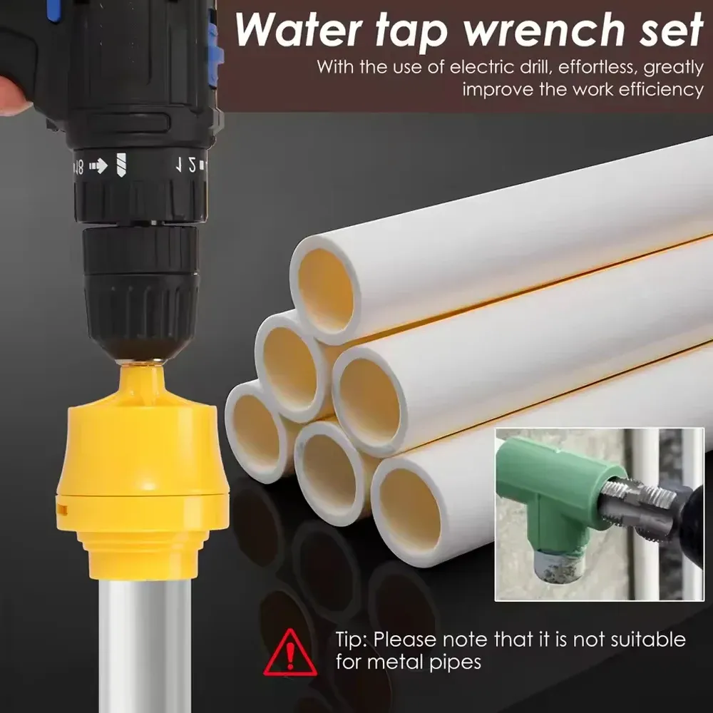 6pcs Pipe Threader Kit Internal Thread Opener Pvc Plastic Pipe Electric Tool PVC Thread Making Tool