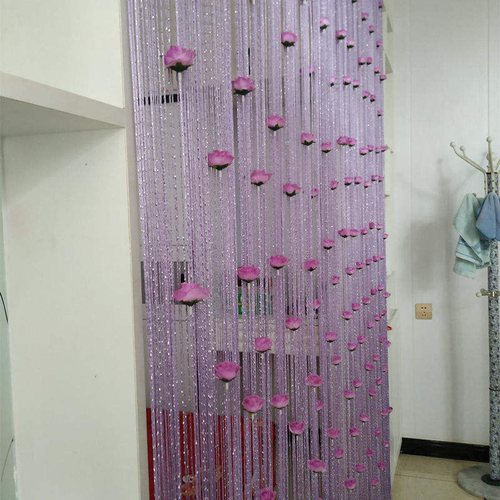 Rose Silver Silk Door Curtain