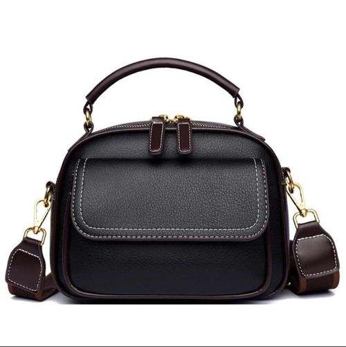 Leather waterproof bag Double Fusion double-layer shoulder bag with wide strap