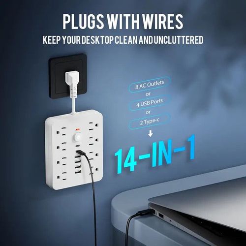 14-in-1 power socket - with overload protection and one-touch control switch