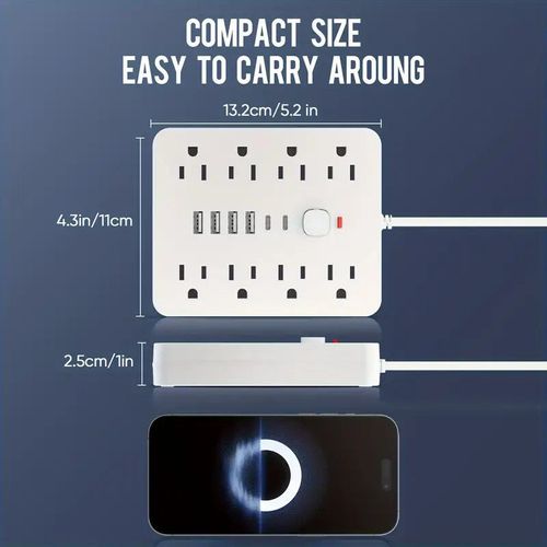 14-in-1 power socket - with overload protection and one-touch control switch