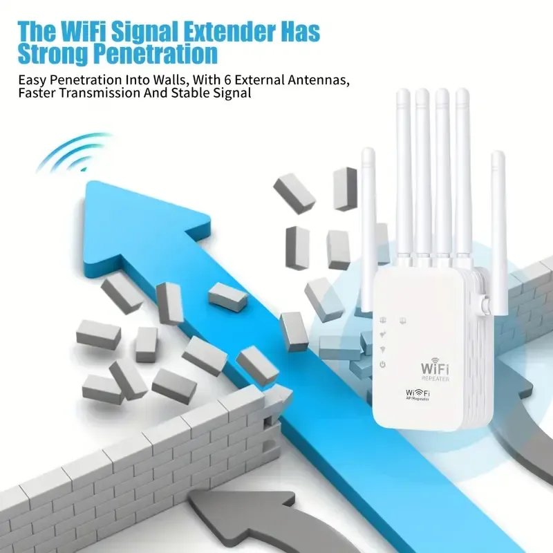 Wifi Extender, Wifi Signal Booster, Compatible with WIFI6, Equipped with an Ethernet Port, Featuring 6 Antennas for 360° Coverage, Reaching Up to 11, 000 Square Feet, Suitable for Over 35 Devices, And Can Be Set Up with Just One Click As a Home Wifi Repeater.