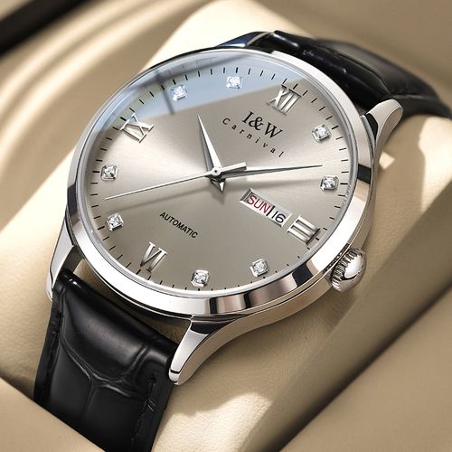 Swiss Luxury Brand I&W Carnival Men's Stainless Steel Automatic Mechanical Sapphire Diamond Watch Dual Calendar Movement