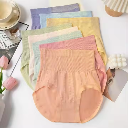 Buy 1 get 6 free！Underwear Women's Summer Thin Section High Waist Abdominal Lift Hip Seamless Comfortable Breathable Ladies Briefs Underpants