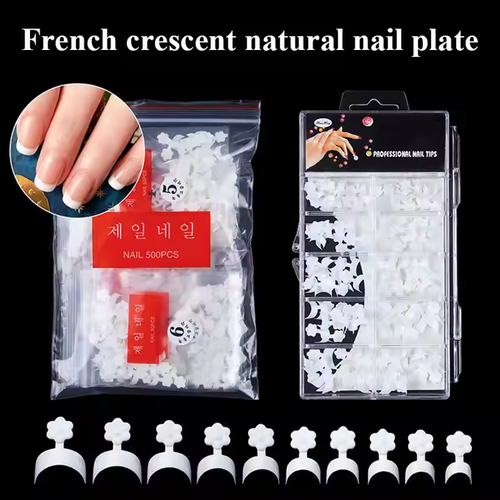 100 Pieces French Short Style False Nails 10 Sizes Finger Sticker Extension Tool for DIY Nail Salons