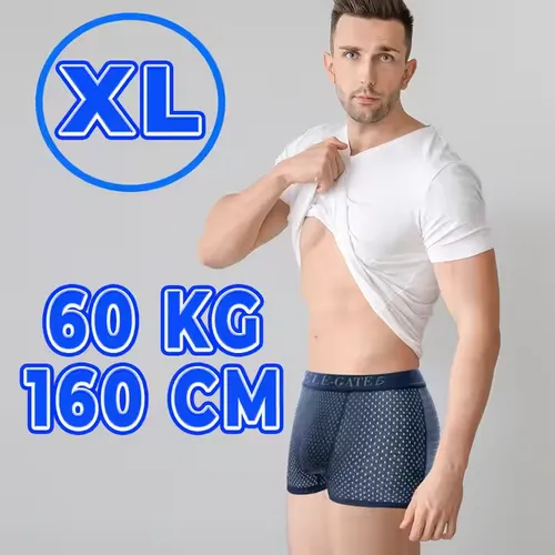 Men's Boxer Briefs, Ice Silk Mesh, Color: Black, Size: XL