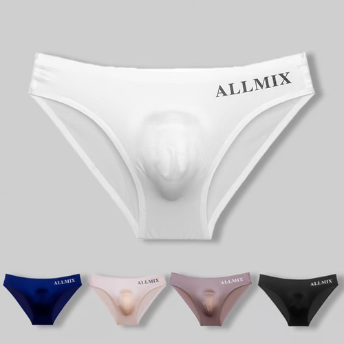Buy2 get 1 free！Men's Thin Sexy 3D Stereo Convex Bag Sports Fitness Letter Ice Silk Briefs Underwear Black