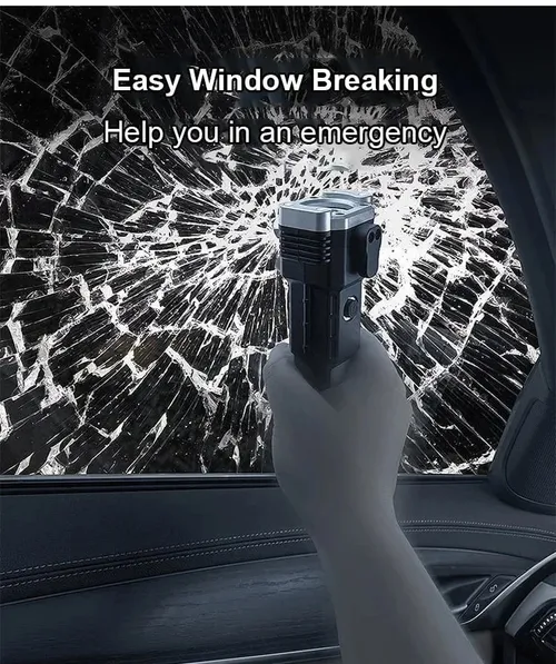 Multi-Function LED Flashlight with Phone Charger, Glass Breaker and Waterproof for Car