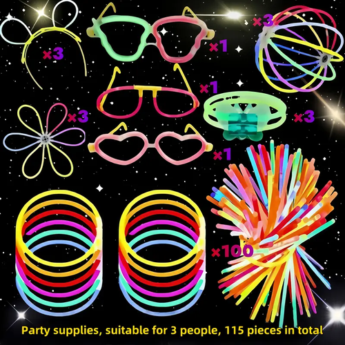 🔥Hot Sale Buy 100 Get 100 Free🔥 Party Fluorescence Light Glow Sticks Bracelets Necklaces Neon for Wedding Party Glow Sticks Colorful Glow Stick