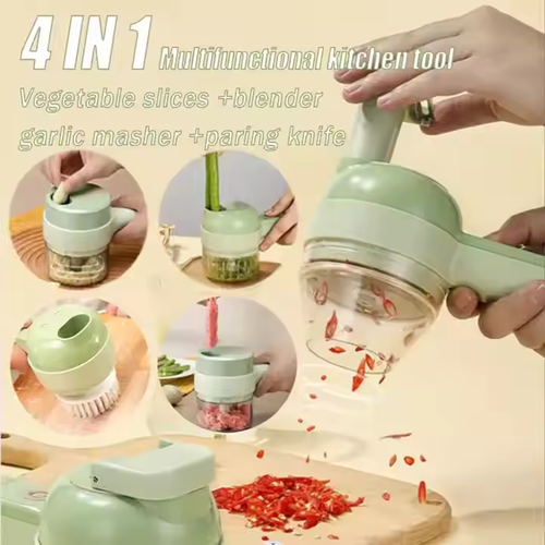 Electric Vegetable Cutter Multifunctional Kitchen Garlic Crusher 4 In1 Onion Chili Meat Masher Kitchen Tool