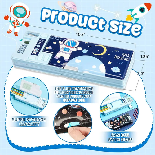 Pen and Pencil Organizer Case - Pen Pencil Case | Pencil Holder Pouch | Pencil Holder for Student Supplies | Cartoon School Pencil Pop Up Organizer Box for Home, Apartment, School (Random colors)