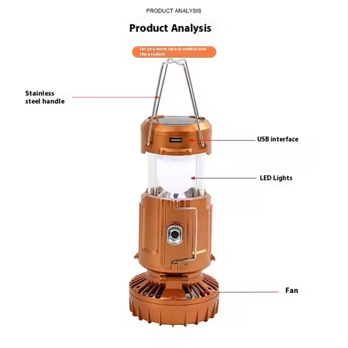 DC Rechargeable Solar AAA Dry Battery Powerbank Pull up Light up Fan LED Camping Light