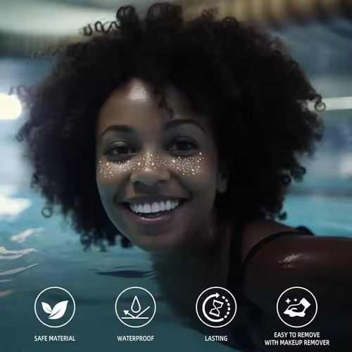 6-piece combination pack ！Gold Glitter Freckles Face Tattoo Makeup Patch Freckle Makeup Faux Freckles Waterproof Temporary Tattoos for Women Kid