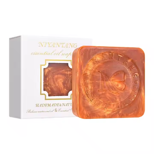 Buy One Get One Free！Golden Soft Handmade Solid Bar Soap Moisturizing Nourishing Face Wash Essential Oil Lightening Melanin Mask