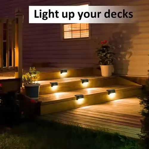 4 Pack New BAHE Outdoor Waterproof Mini Patio Abs Stair Step Deck Fence Lamp Solar Led Garden Wall Light 2025