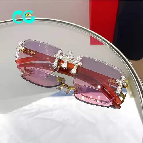 2025 Rhinestones Blue Sunglasses Fashion Iced Out Luxury Designer Carter Stylish Sunglasses Mens Decoration Shades Eyewear