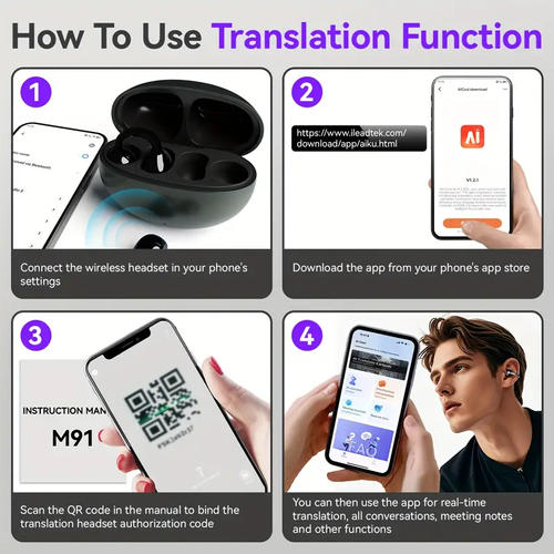 🔥Buy 1 Get 1 Free🔥 Ear Clip Headphones, Wireless Earbuds the Over Ear Buds Earphones Built-in Mic with Ear Hooks, 36H Playtime