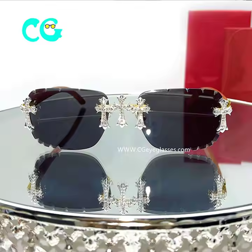 2025 Rhinestones Blue Sunglasses Fashion Iced Out Luxury Designer Carter Stylish Sunglasses Mens Decoration Shades Eyewear