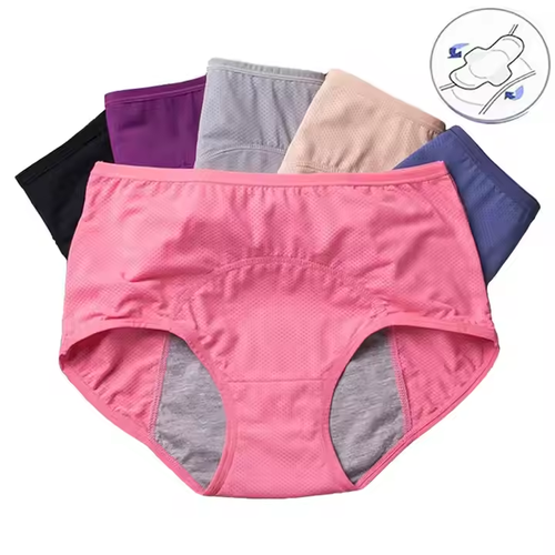 Buy One Get One Free！Mid Waist Womens Teen Girls Period Underwear Mesh Menstrual Period Panties Leak-Proof Organic Cotton Protective Briefs
