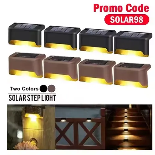 4 Pack New BAHE Outdoor Waterproof Mini Patio Abs Stair Step Deck Fence Lamp Solar Led Garden Wall Light 2025