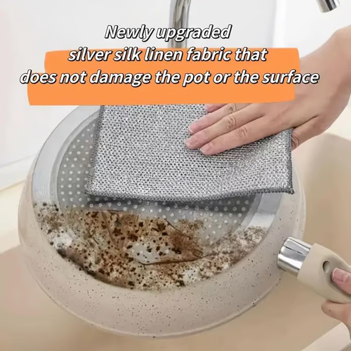 20 pcs, Hot Sale Non-Scratch Wire Dishcloth Silver Wire Mesh Knit Cleaning Cloth Wire Dish Washing Rags