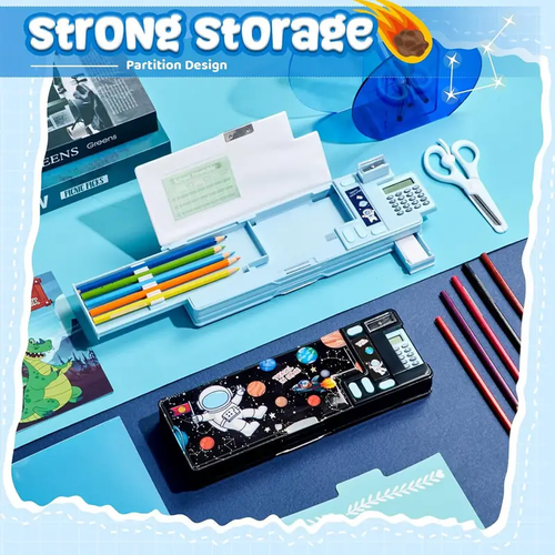 Pen and Pencil Organizer Case - Pen Pencil Case | Pencil Holder Pouch | Pencil Holder for Student Supplies | Cartoon School Pencil Pop Up Organizer Box for Home, Apartment, School (Random colors)