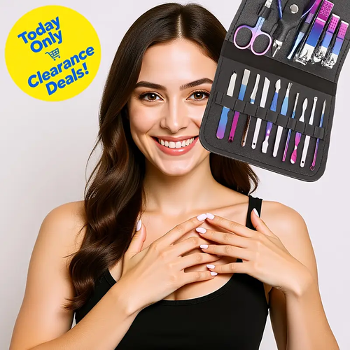 🔥2 free headbands🔥 Good-looking Foldable Stainless Steel Nail Clipper 16pcs Set