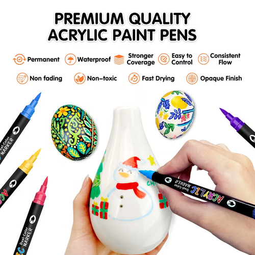 Dual Tip Acrylic Paint Pen Marker - 72 Colors