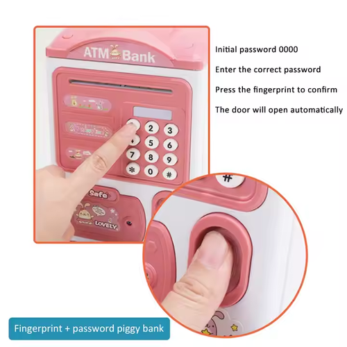 Electronic Piggy Bank ATM Password Money Box Cash Coins Saving ATM Bank Safe Box Auto Scroll Paper Banknote Gift Money Bank