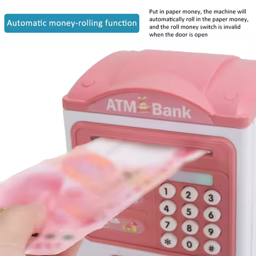 Electronic Piggy Bank ATM Password Money Box Cash Coins Saving ATM Bank Safe Box Auto Scroll Paper Banknote Gift Money Bank