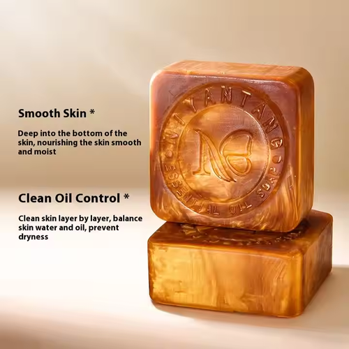 Buy One Get One Free！Golden Soft Handmade Solid Bar Soap Moisturizing Nourishing Face Wash Essential Oil Lightening Melanin Mask